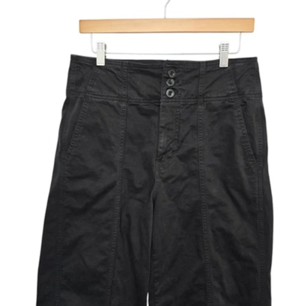 Pilcro Pants Womens 0 Black Lyocell Linen Blend Cropped Wide Leg High Rise Ankle